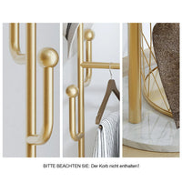 Gold Freestanding Metal Coat Rack with 6 Hooks