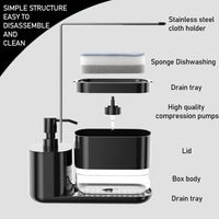 4-in-1 Kitchen Soap Dispenser with Sponge & Rag Rack