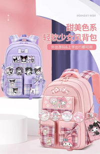 Sanrio Kuromi Schoolbag Girls' new 2024 high-volume spine-protecting light school backpack for grades 3-9