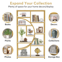 Tribesigns Bookshelf Industrial 5 Tier Etagere Bookcase, Freestanding Tall Bookshelves Display Shelf Storage Organizer