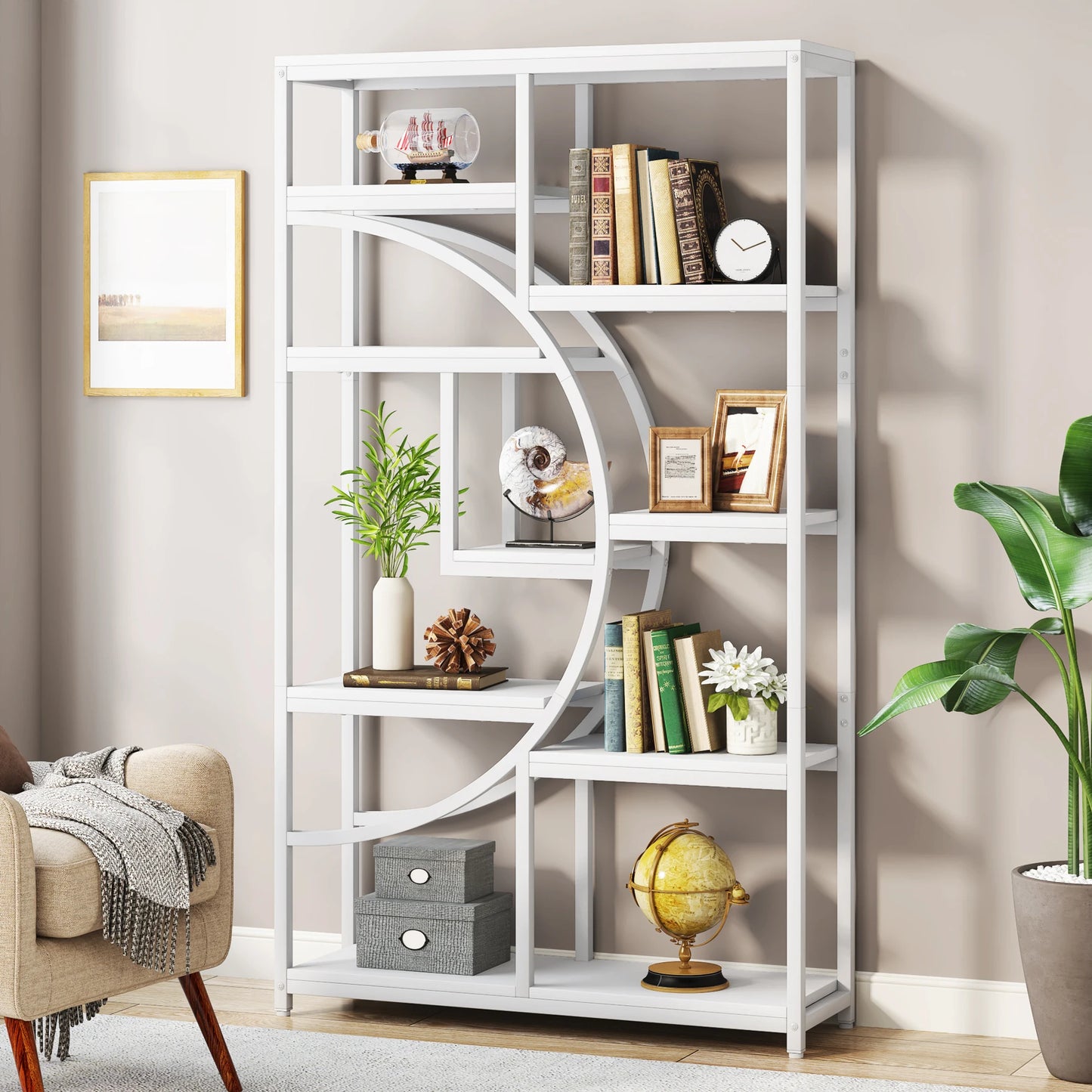 Tribesigns Bookshelf Industrial 5 Tier Etagere Bookcase, Freestanding Tall Bookshelves Display Shelf Storage Organizer