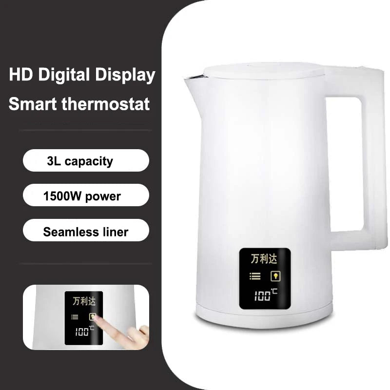 1500W 3L LED Digital Display Stainless Steel Kettle