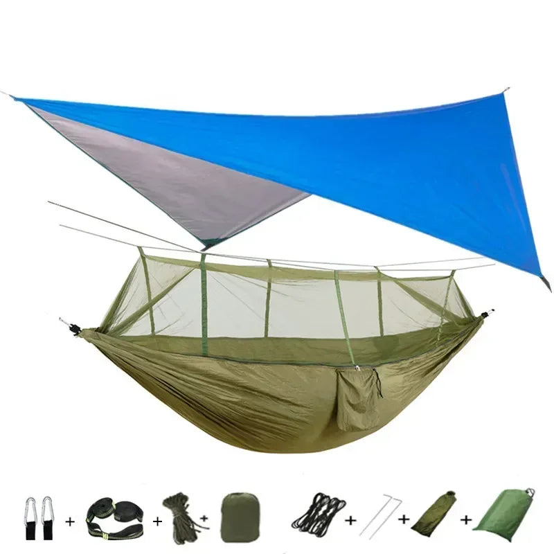 Swallowtail Camping Hammock with Mosquito Net & Rainfly