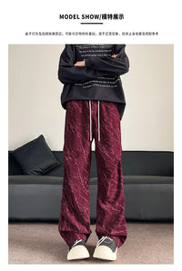 Men’s Corduroy Tie-Dye Cargo Pants Loose Autumn Trousers