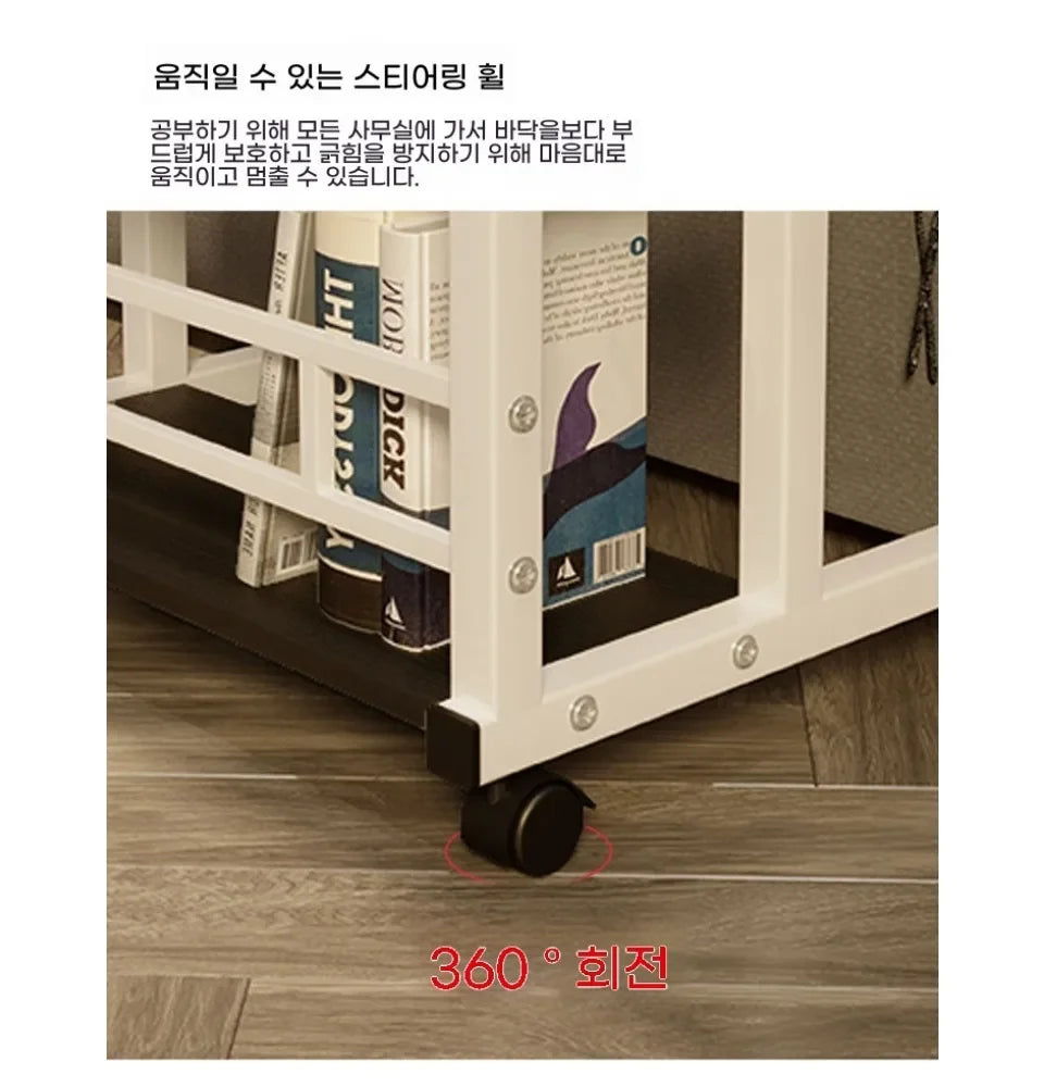 Simple Double-Layer Small Office Desk Floor Standing Simplicity Bedside Desk Adjustable Height Side Mobile Laptop Computer Table