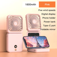 3-in-1 Mini Portable Neck & Handheld Fan with Power Bank