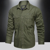 Men’s Outdoor Cotton Work Shirt – Multi-Pocket Safari Style