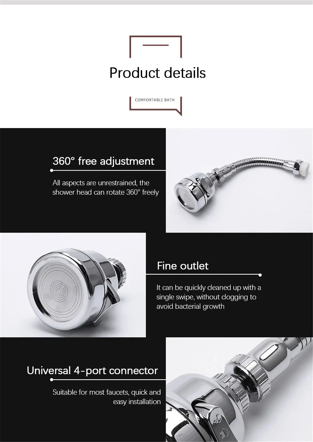 360° Faucet Aerator Nozzle – 3 Modes High Pressure