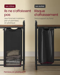 VASAGLE Laundry Basket, 4-Compartment Laundry Hamper, Pull-Out and Removable Laundry Bags, Laundry Sorter, Shelf, Metal Frame