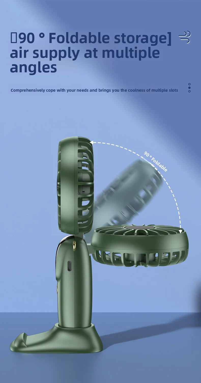 Portable Mini Handheld Neck Hanging Fan USB Rechargeable Battery Foldable Phone Holder with Aromatherapy  for Car  Home  Office