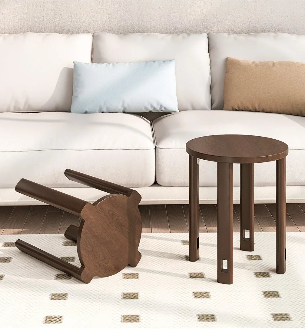 Stackable stool, modern dining table stool, natural wood, new Chinese style solid wood round stool