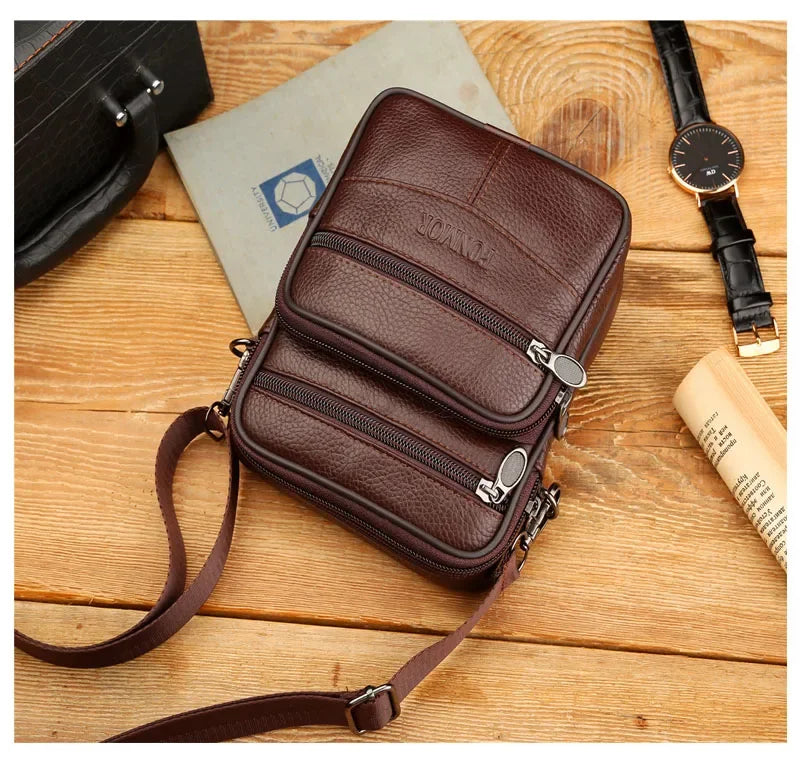 Retro Genuine Leather Men’s Crossbody Shoulder Belt Bag