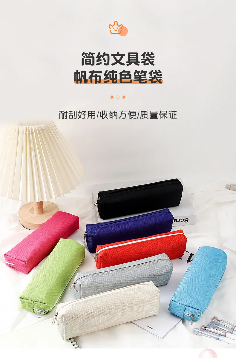 Simple Pencil Case School Supplies Pencil Cases Solid Color School Stationery Pencil Pouch Back To School