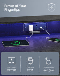 VASAGLE Gaming Desk with LED Lights and Built-In Power Outlets, Computer Desk with Monitor Shelf, Gaming Table, 100x61x91cm