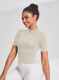 Women’s Yoga & Cycling Top – Zipper Sports T-Shirt