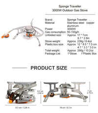 KIQUNE Portable Camping Gas Stove 3500W Outdoor Cooking