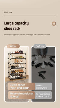 Metal Shoe Rack – Space Saving Black Shoe Storage Organizer