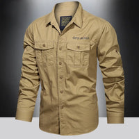 Men’s Outdoor Cotton Work Shirt – Multi-Pocket Safari Style