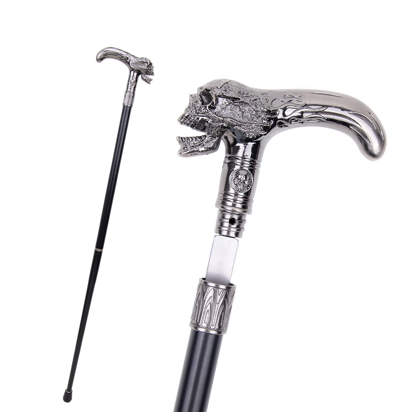 Skull Head Walking Stick with Hidden Plate Self Defense Fashion Cane Plate Cosplay Crosier Stick 93cm