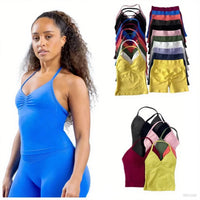 Summer fitness shape  beautiful shoulder straps  chest pillow  bra and yoga shorts  a must for fitness.