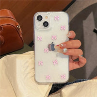 Cute Pink Bowknot iPhone Case – Clear Shockproof Cover