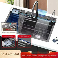 Modern Stainless Steel Waterfall Kitchen Sink – Single Bowl