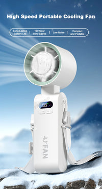 Portable Handheld Turbo Fan Foldable Hanging Neck Fan Mini Hand Fan 3600mAh USB Rechargeable High Speed Ice Cooling Turbo Fan