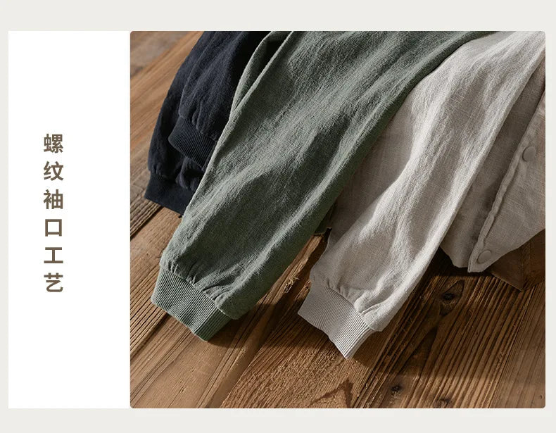 Men’s Cotton Linen Jacket – Casual Travel Stand Collar