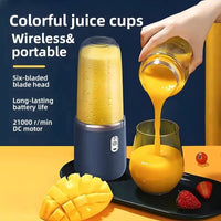Portable Juicer Cup 6 Blade Blender Household Fruit Juicer Cup USB Rechargeable Double Cup Multifunction Electric Juicer