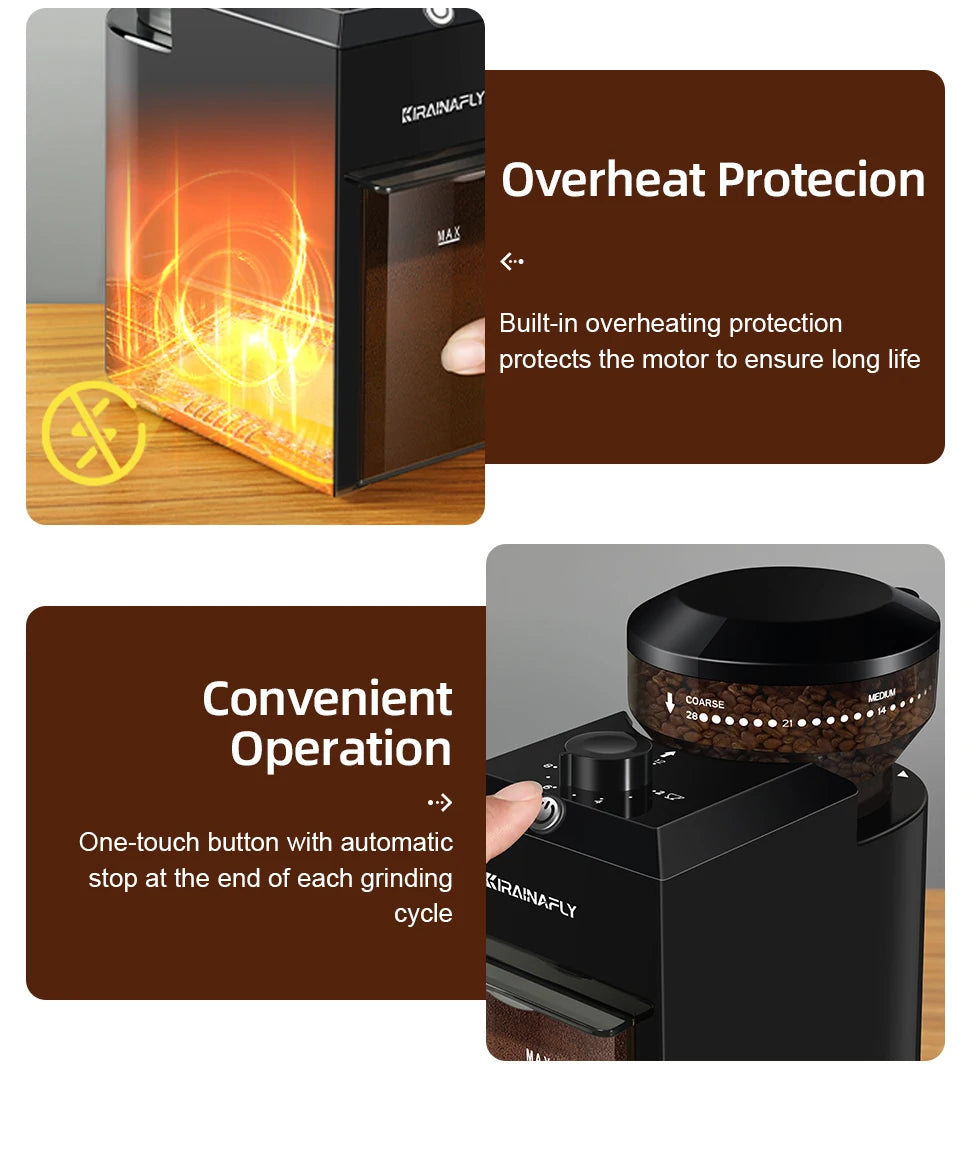 Electric Burr Coffee Grinder – 28 Settings, 2–12 Cups