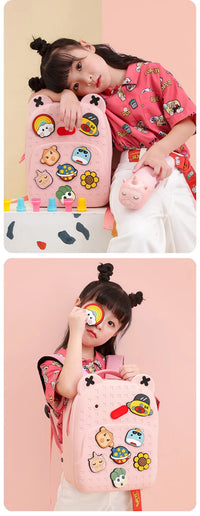 Fashion DIY Cartoon School Bags for Kids Boys Waterproof Children School Backpacks for Girls Kindergarten Kawaii Book Bag Gift