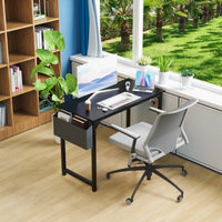 Modern Computer Desk with Side Bag & Headphone Hook