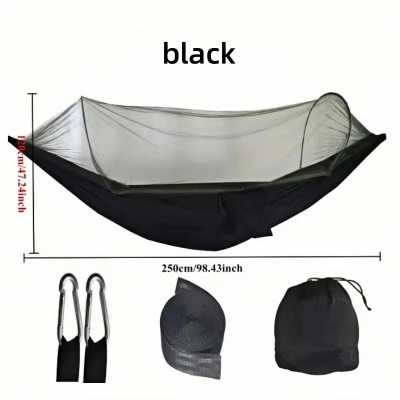 Outdoor camping hammock with mosquito net network foldable portable elastic garden leisure sleep leisure camping equipment