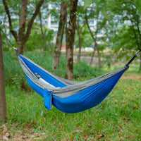 Portable outdoor camping hammock, suitable for backpacking, beach, backyard, garden, hiking, all seasons.