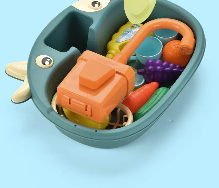 Kids Kitchen Sink Toy Set – Electric Pretend Play Dishwasher