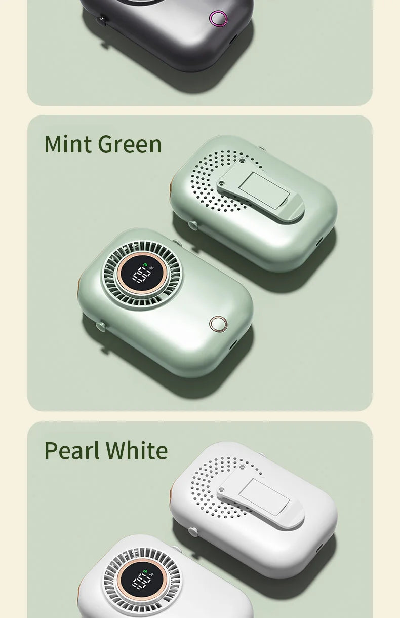 Portable Hanging Neck Fan with LED & 5 Speeds