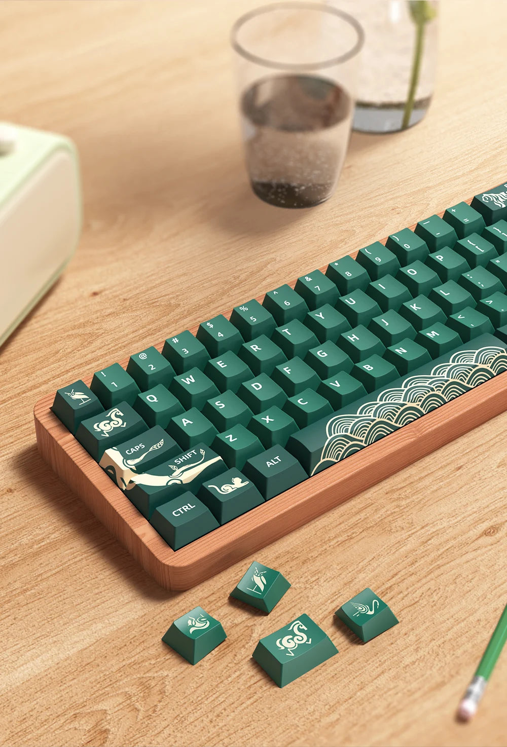 Animal Forest Green Cherry Profile Keycap Set ISO Layout