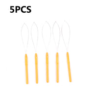 5 PCS Hair Extension Loop Needle Threader Pulling Hook Tool and Bead Device Tool Loop Threader for Hair or Feather Extensions