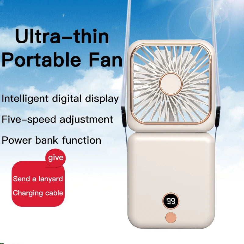 3-in-1 Mini Portable Neck & Handheld Fan with Power Bank