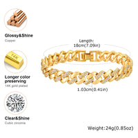 Vnox  Block Chain Bracelets For Women Cubic Zirconia Inlay, Gold Plated Fashion Charm Jewelry Gifts To Girlfriend