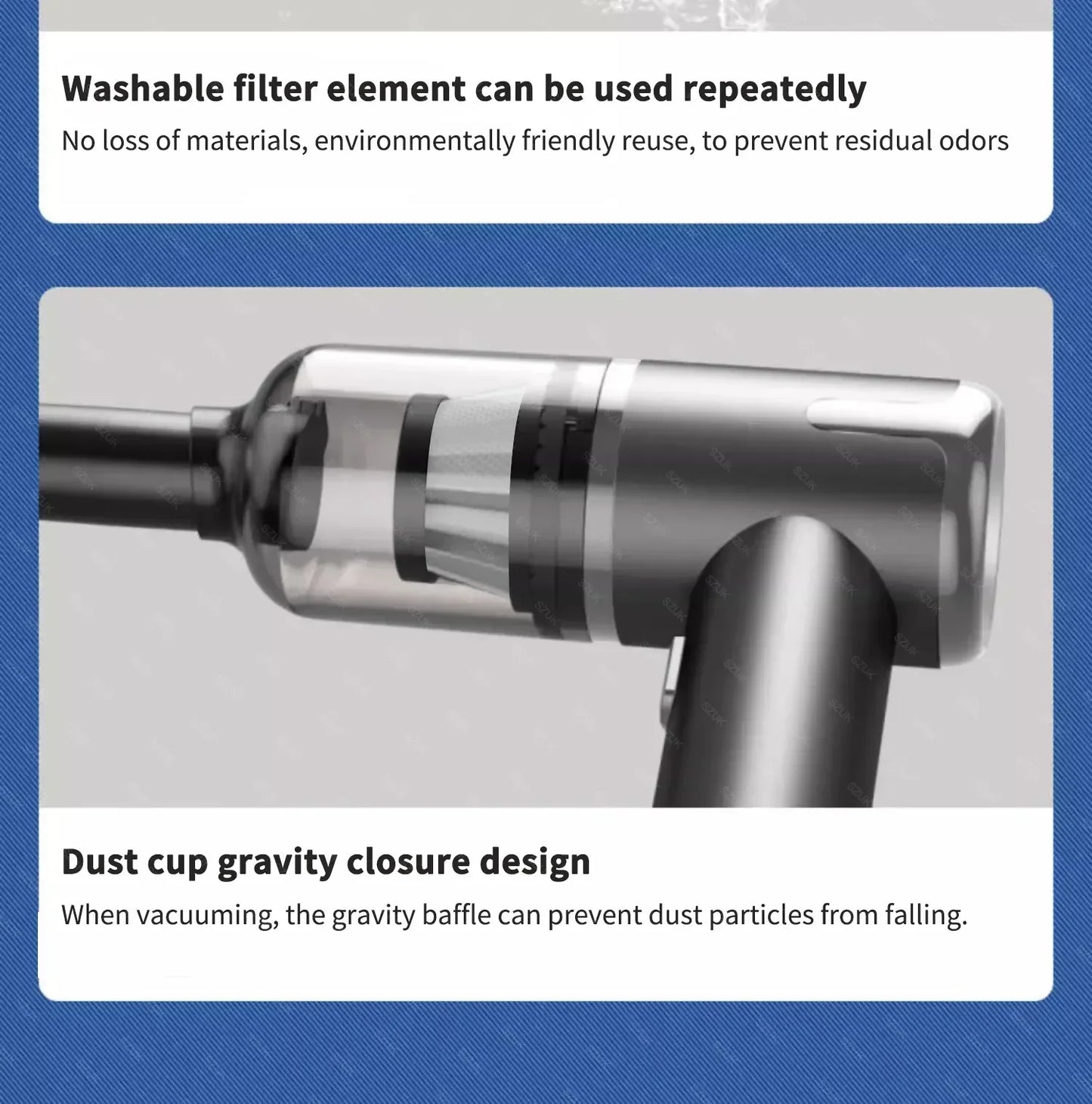 SZUK 148000Pa Car Vacuum CIeaner Powerful Wireless Handheld Cleaning Machine Mini Blower Portable Vacuum Cleaner for Car Home