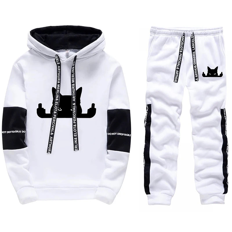 Men’s Hoodie & Sweatpants Set – Casual Printed Tracksuit
