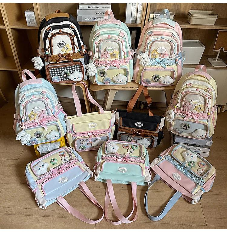 Large Capaci Children's School Bag Set for Girls Primary And Middle School Double oulder Bapa Sweet College Sle