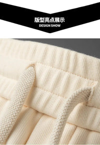 Men’s Slim-Fit Blue Casual Pants with Contrast Ribbon