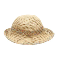 Rainbow woven women's sunscreen hat summer Japanese straw hat  protective fashion, breathable hollow beach sun hat