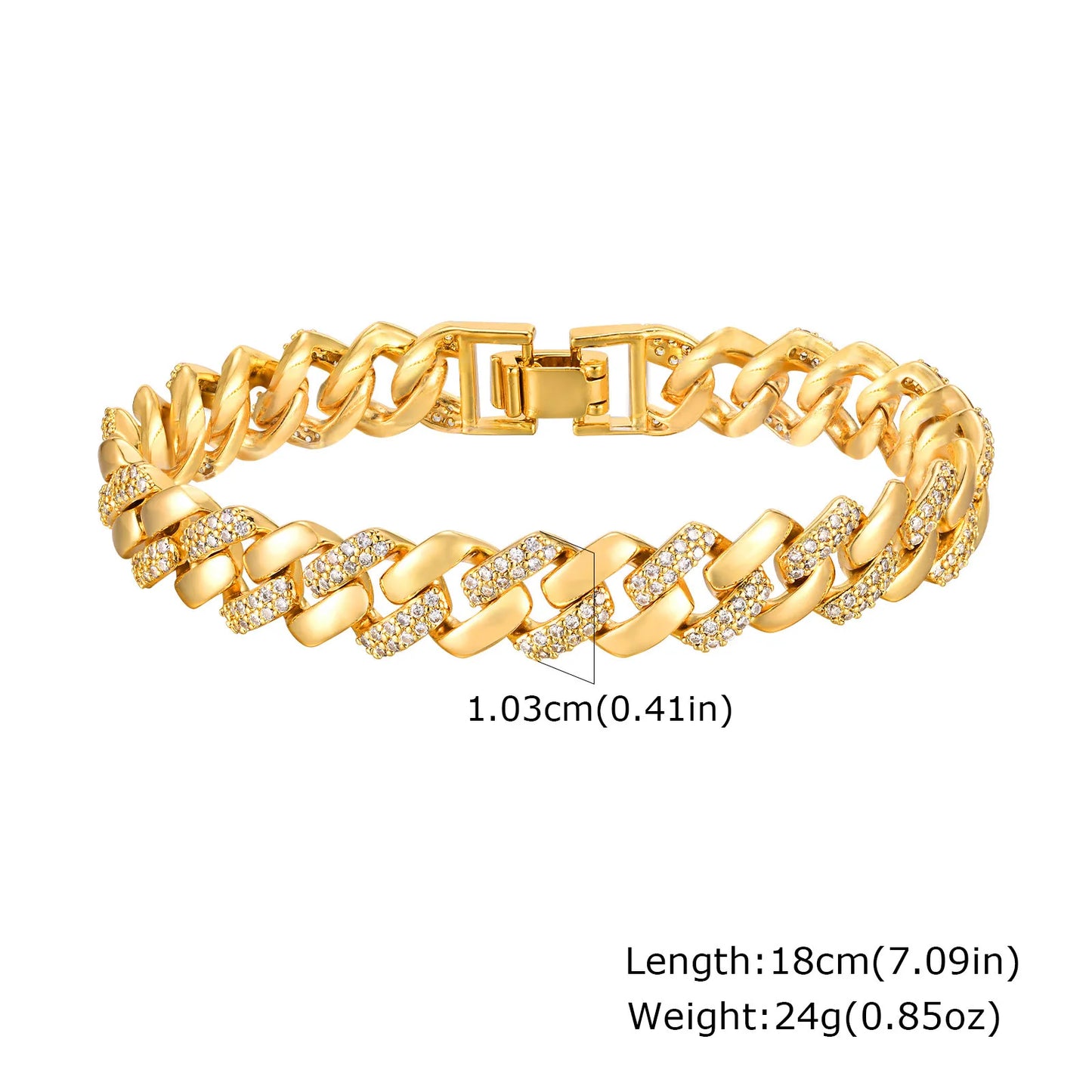 Vnox  Block Chain Bracelets For Women Cubic Zirconia Inlay, Gold Plated Fashion Charm Jewelry Gifts To Girlfriend