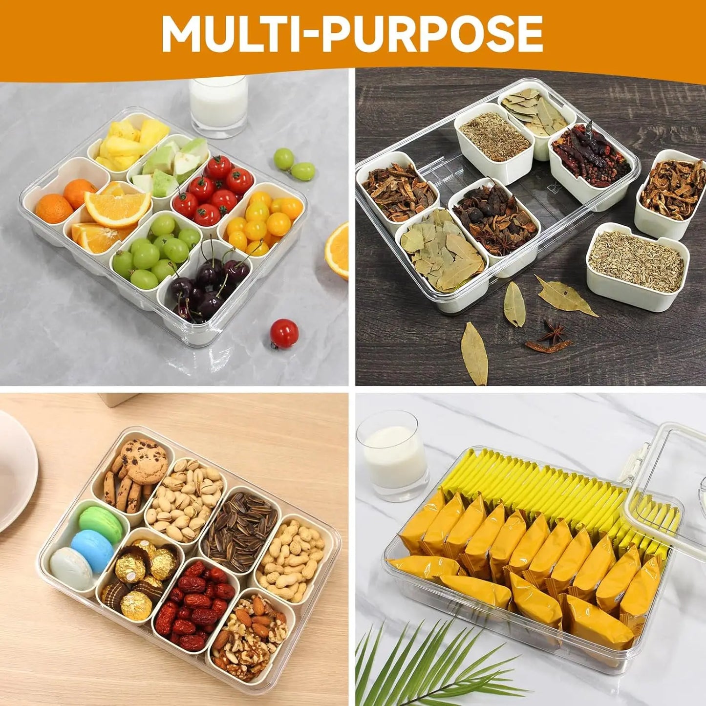Multi-Grid Kitchen Spice Storage Box Sealed