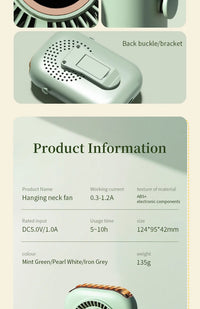 Portable Hanging Neck Fan with LED & 5 Speeds