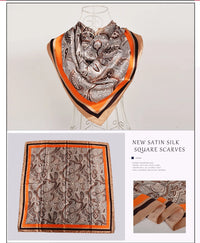 BYSIFA Beige Coffee Peony Silk Scarf Women 90x90cm