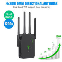 Wireless WiFi Repeater 2.4G 5Ghz Wi-Fi Amplifier Wi Fi Booster 1200 M Signal WiFi Long Range Extender Access Point